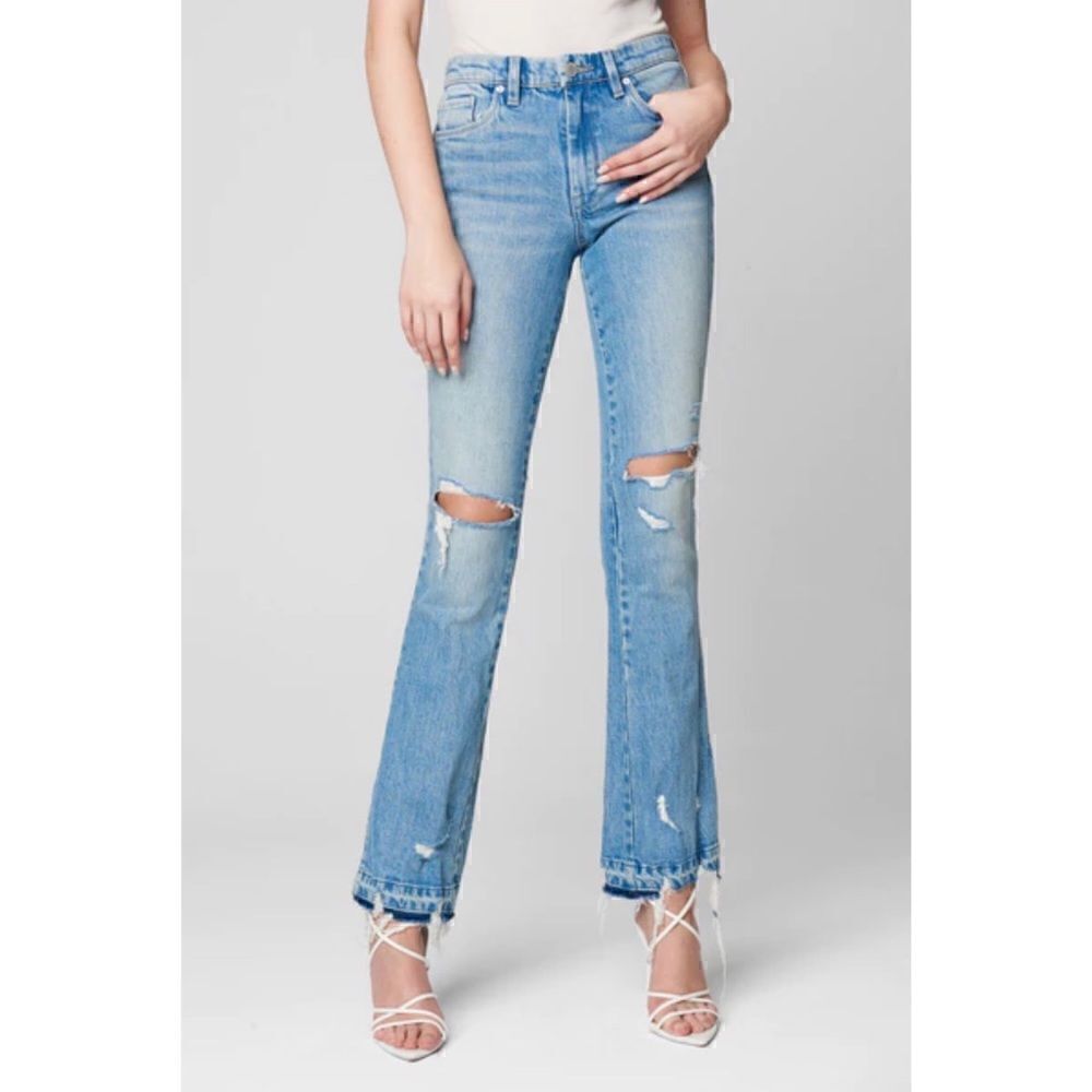 NWT BLANKNYC The Hoyt High Rise Distressed Mini Flare with Slit in No Thanks